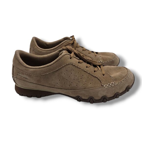 Skechers Bikers Contained Sneakers‎ Womens 10 Brown Suede Relaxed Fit - Picture 1 of 9